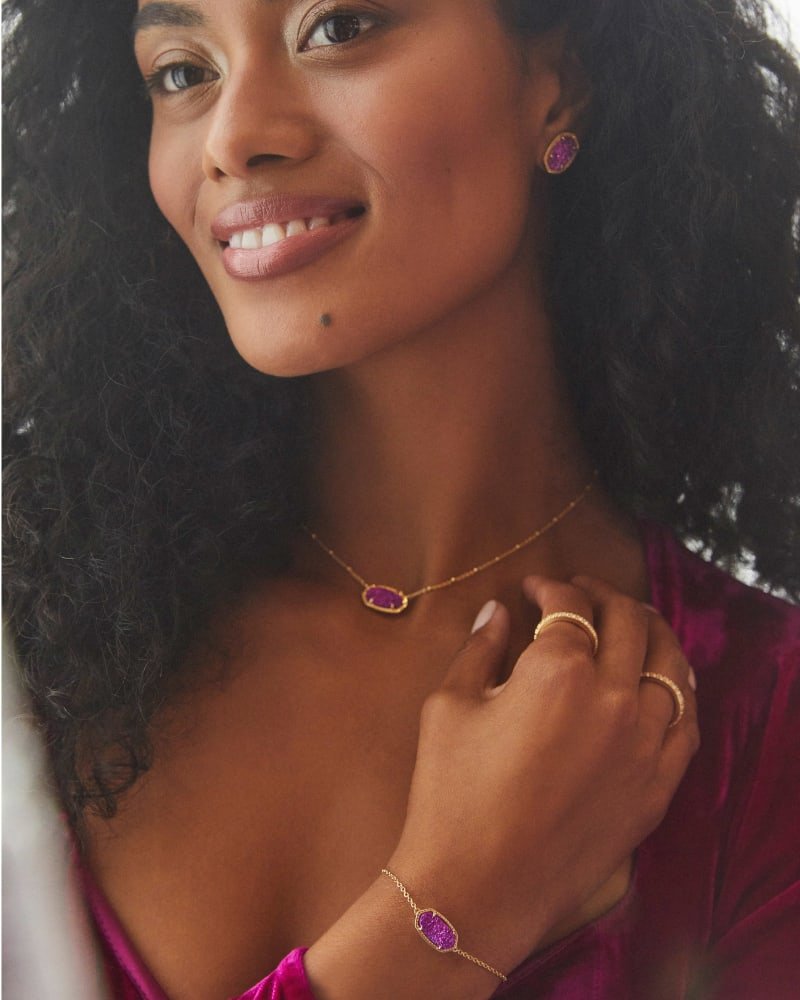 Elaina Slide Bracelet Gold Bright Plum Drusy - She Chester