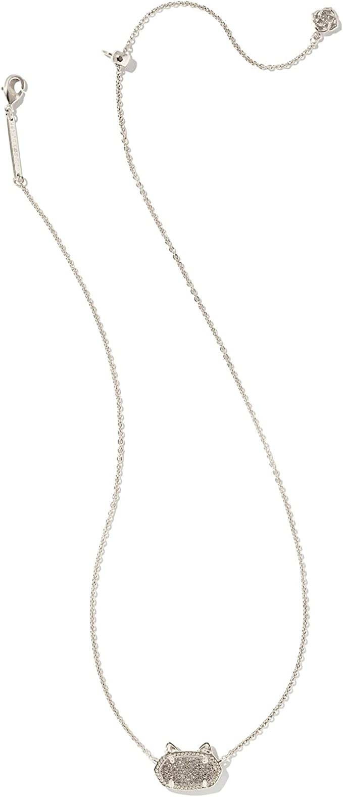 Elisa Cat Necklace - Rhod Platinum Drusy - She Chester
