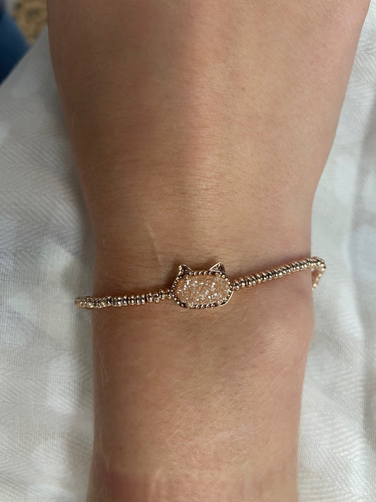 Elisa Cat Stretch Bracelet RSG Sand Drusy - She Chester
