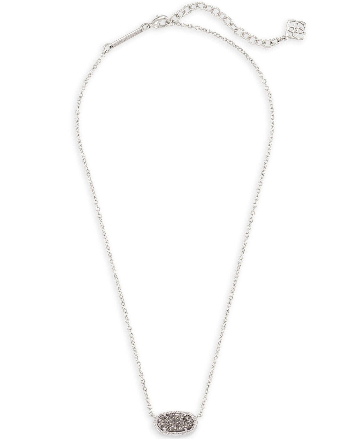 Elisa Silver Pendant Necklace In Platinum Drusy - She Chester