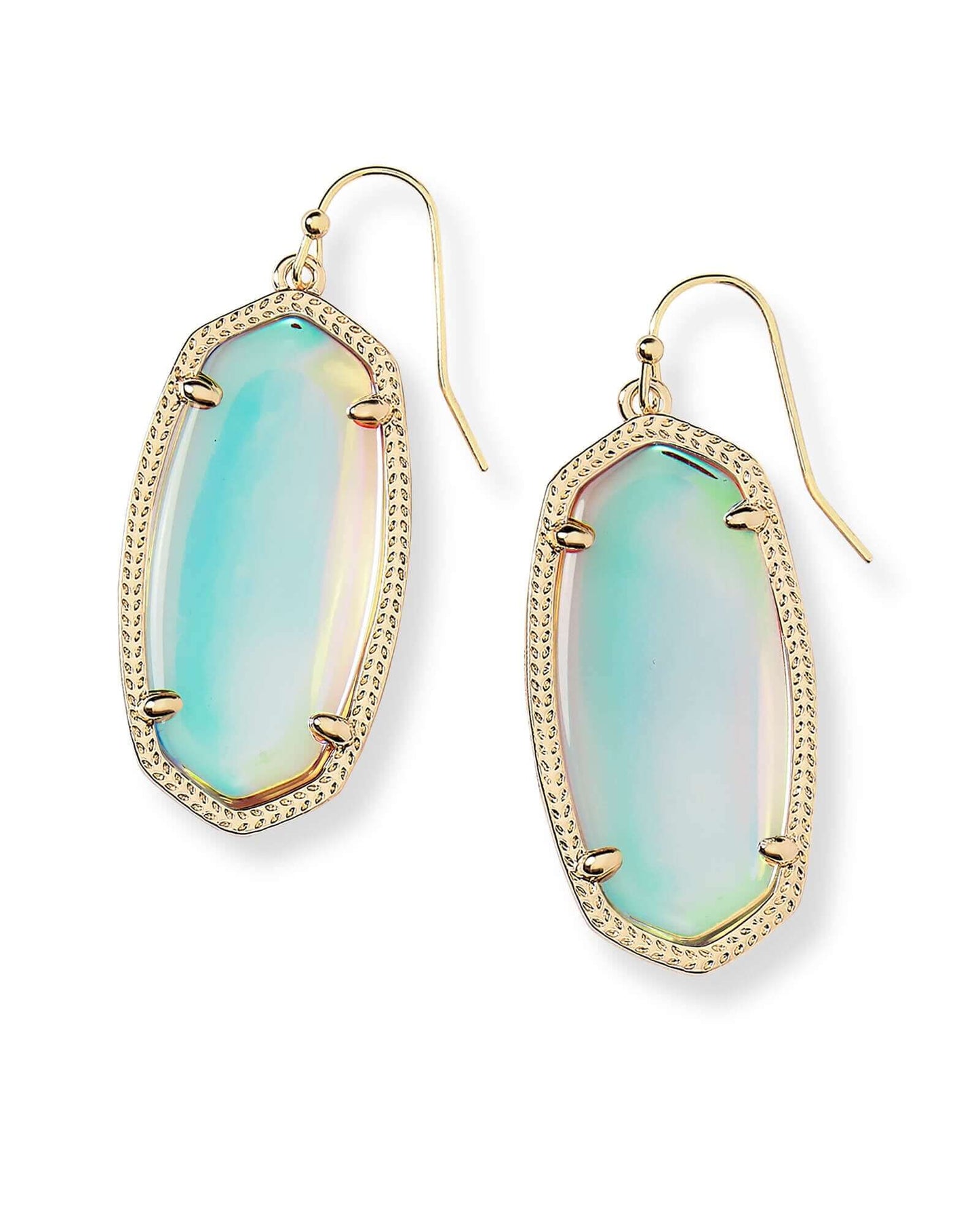 Elle Gold Drop Earrings In Dichroic Glass - She Chester