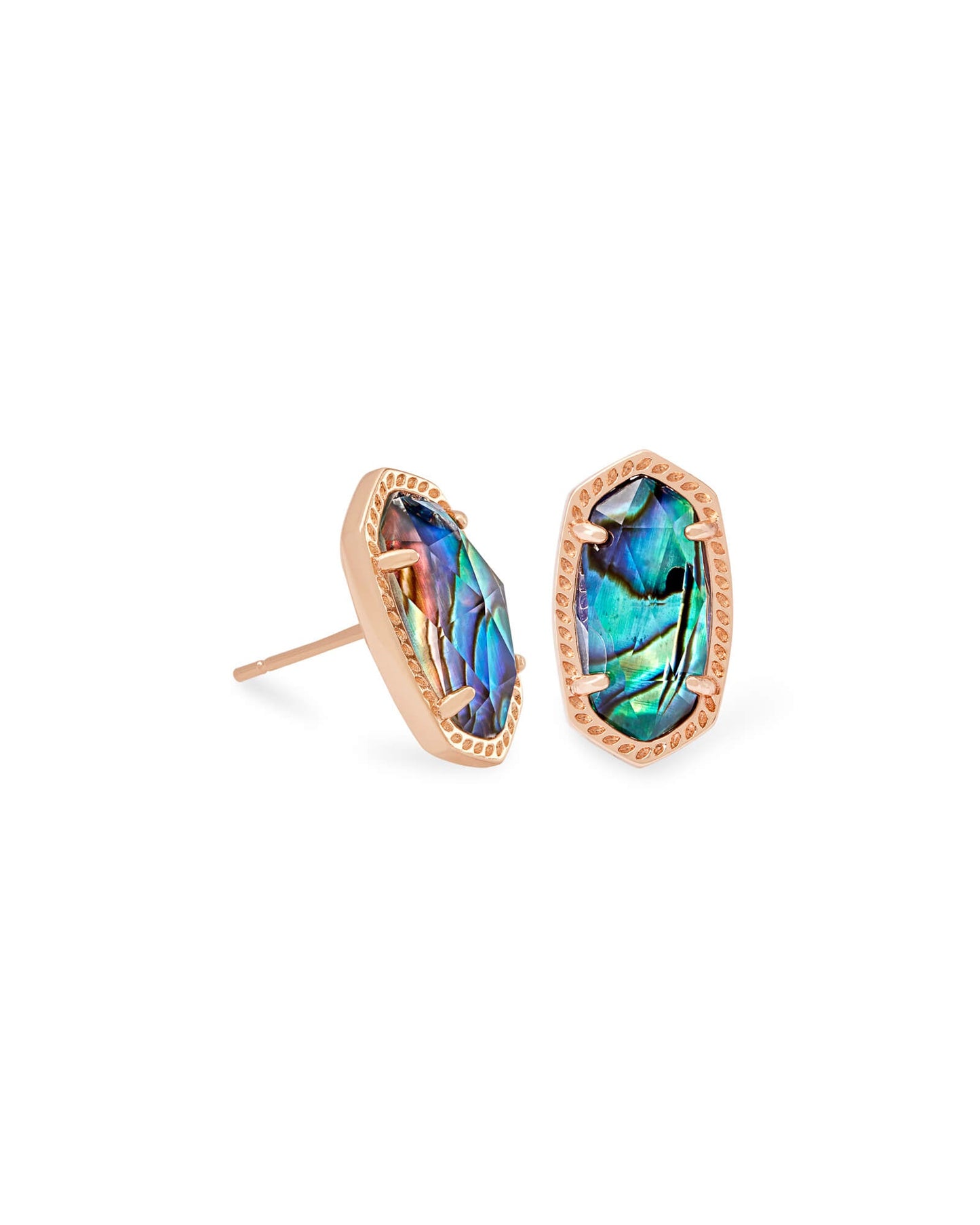 Ellie Rose Gold Stud Earrings In Abalone Shell - She Chester