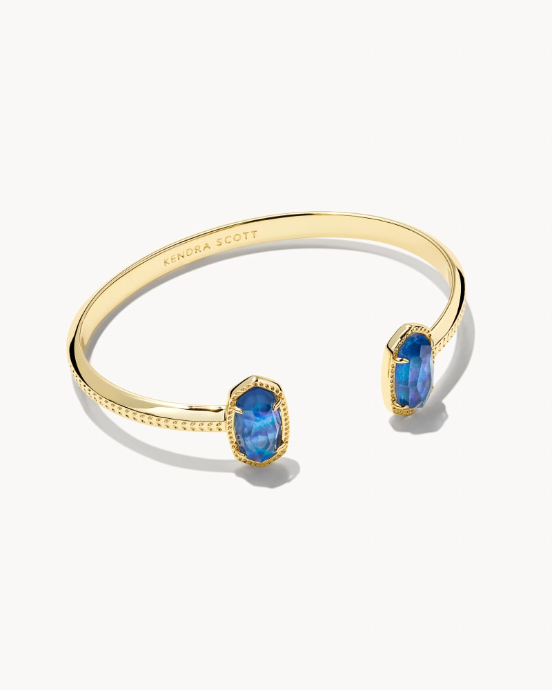 Elton Cuff Bracelet Gold Navy Abalone - She Chester