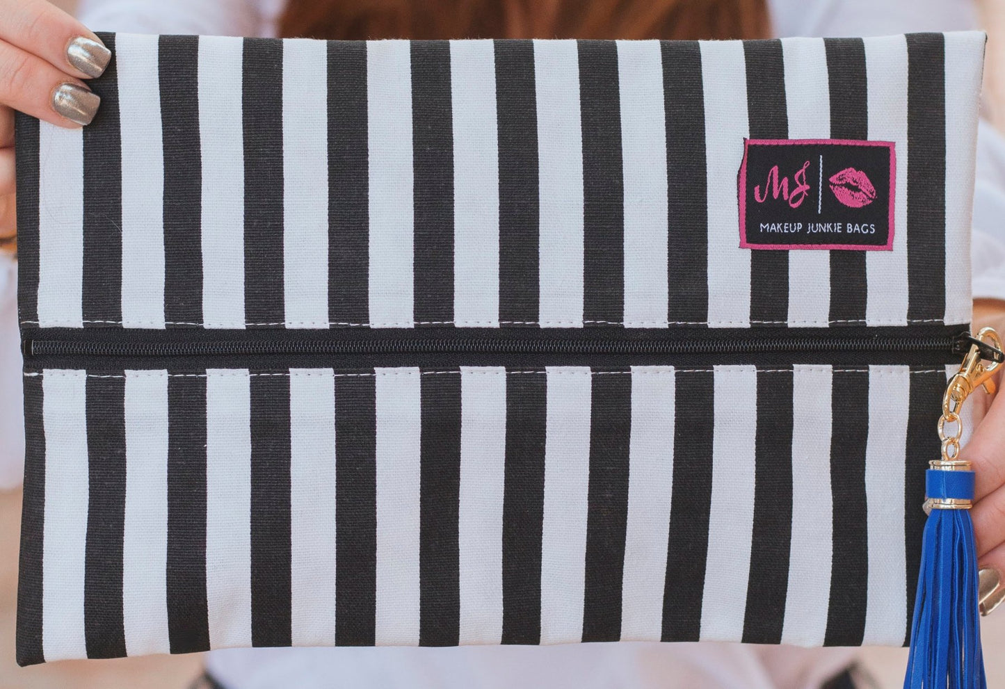 Glam Stripe Medium Makeup Junkie Bag