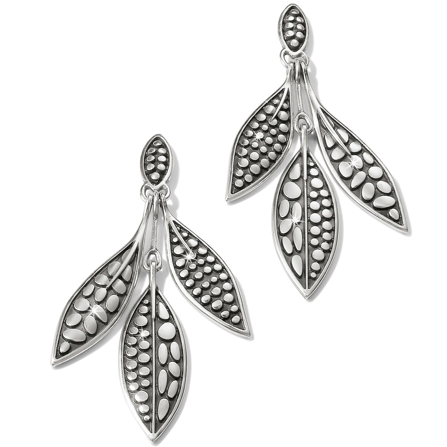 Pebble Leaf Silver Earrings - JA9280