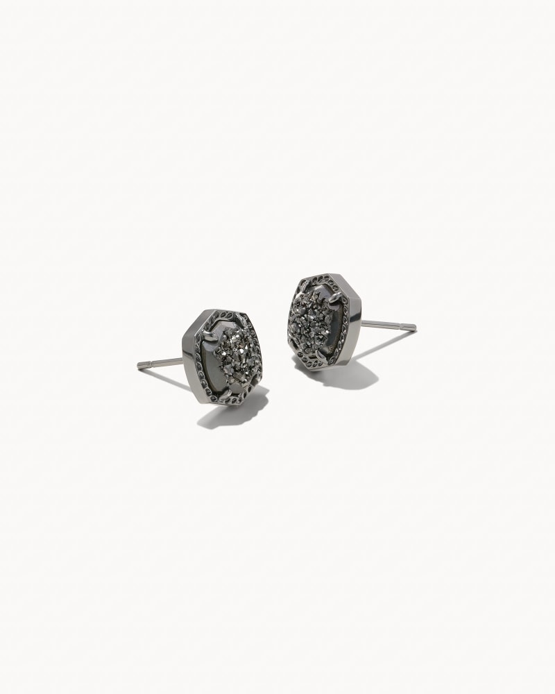 Davie Stud Earrings Gunmetal Black Drusy