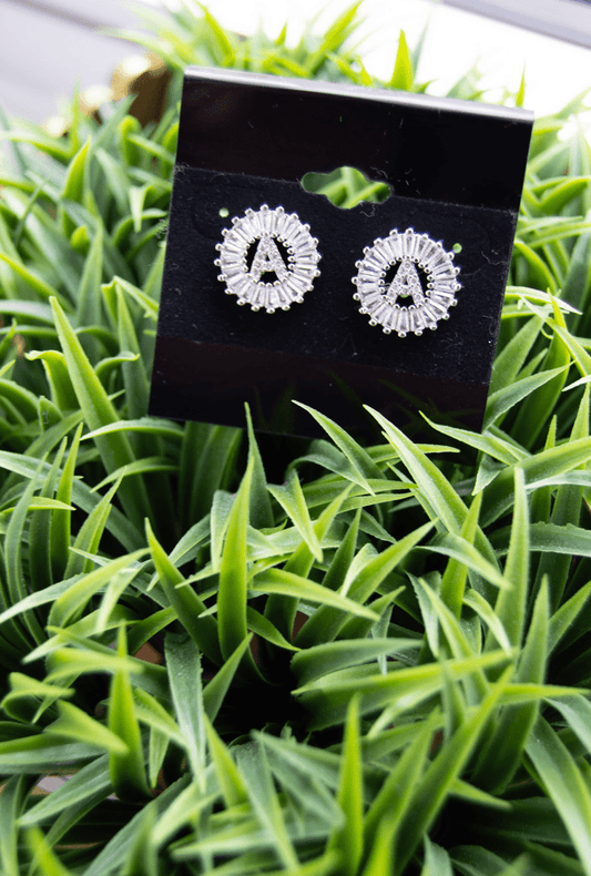 Gemelli Silver Circle Initial Earrings - She Chester
