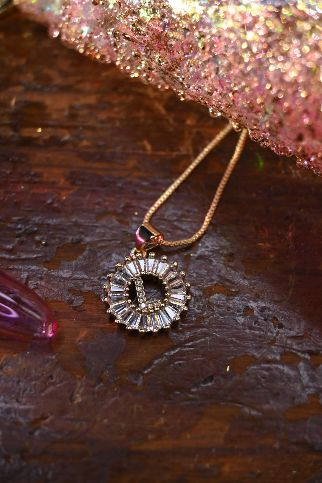 Gemelli Gold Circle Initial Necklace