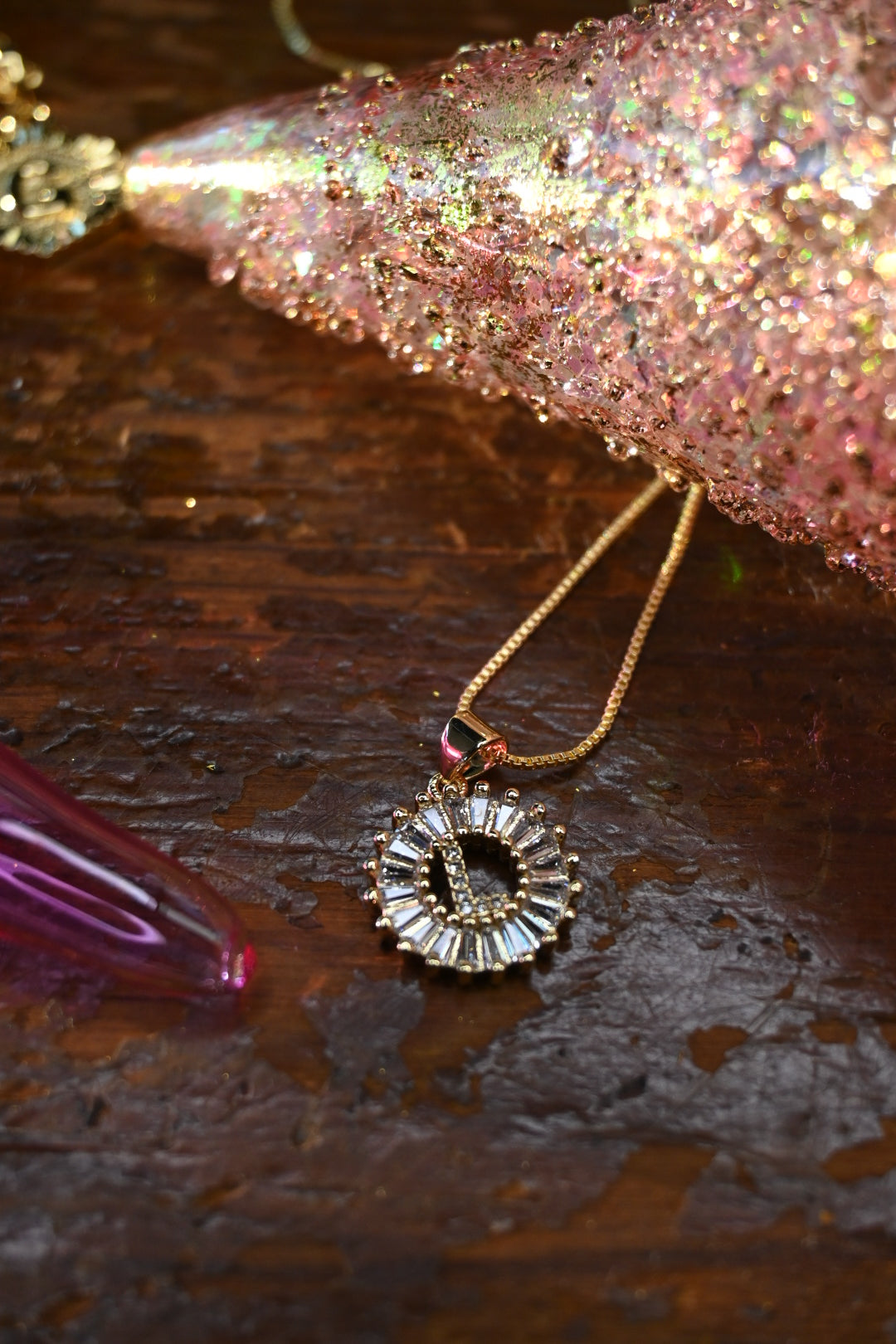 Gemelli Gold Circle Initial Necklace -