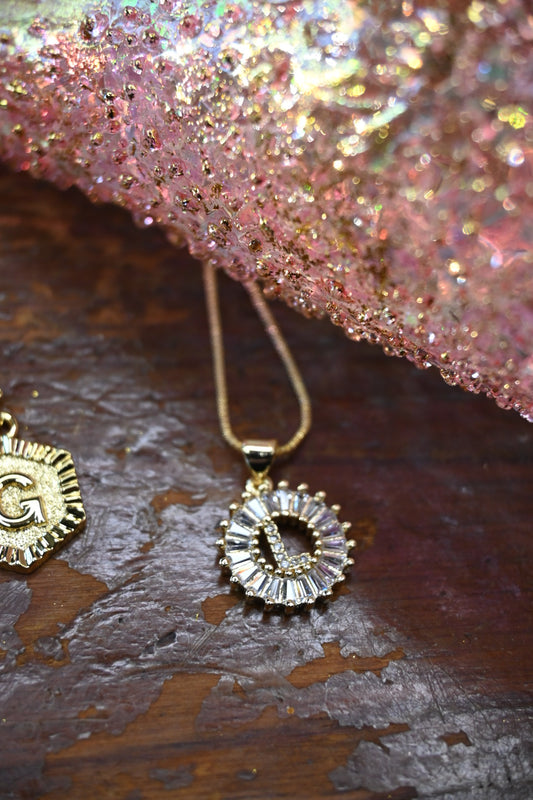 Gemelli Gold Circle Initial Necklace -