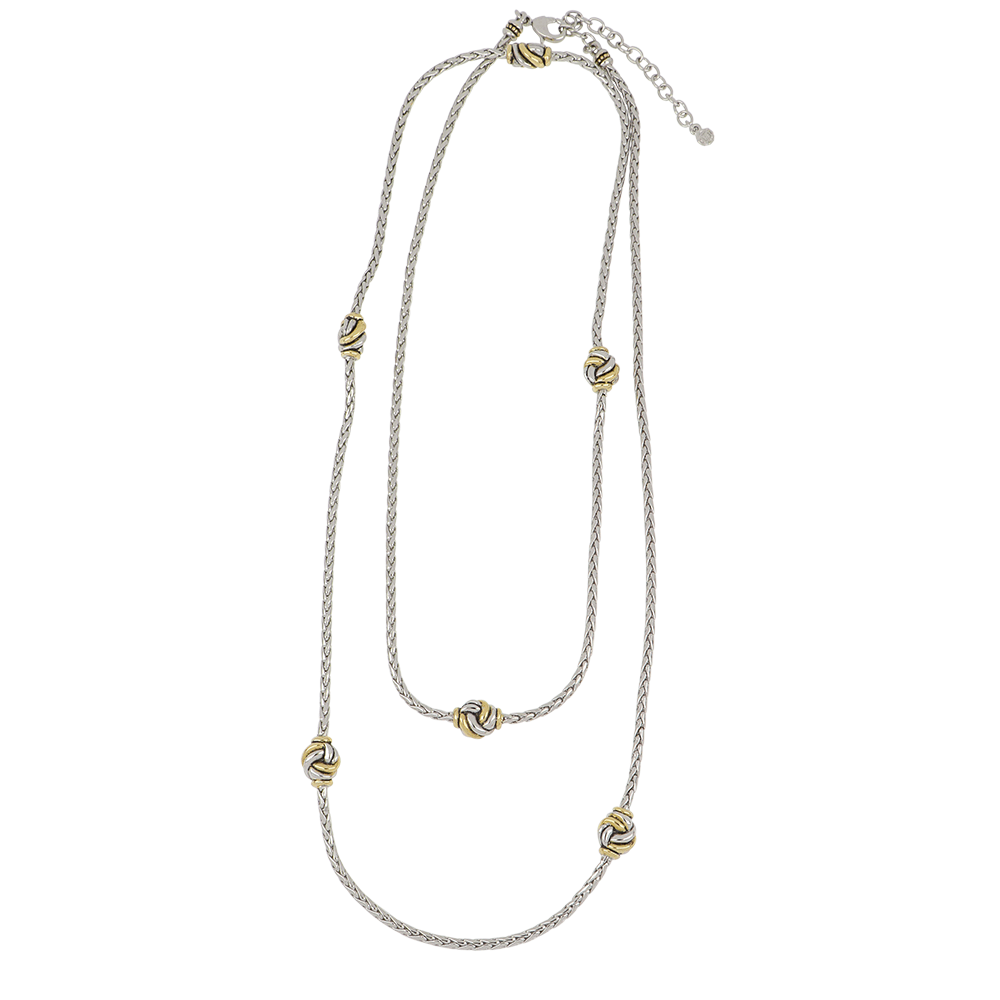 Infinity Knot 6 Station 36" Two Tone Necklace - She Chester
