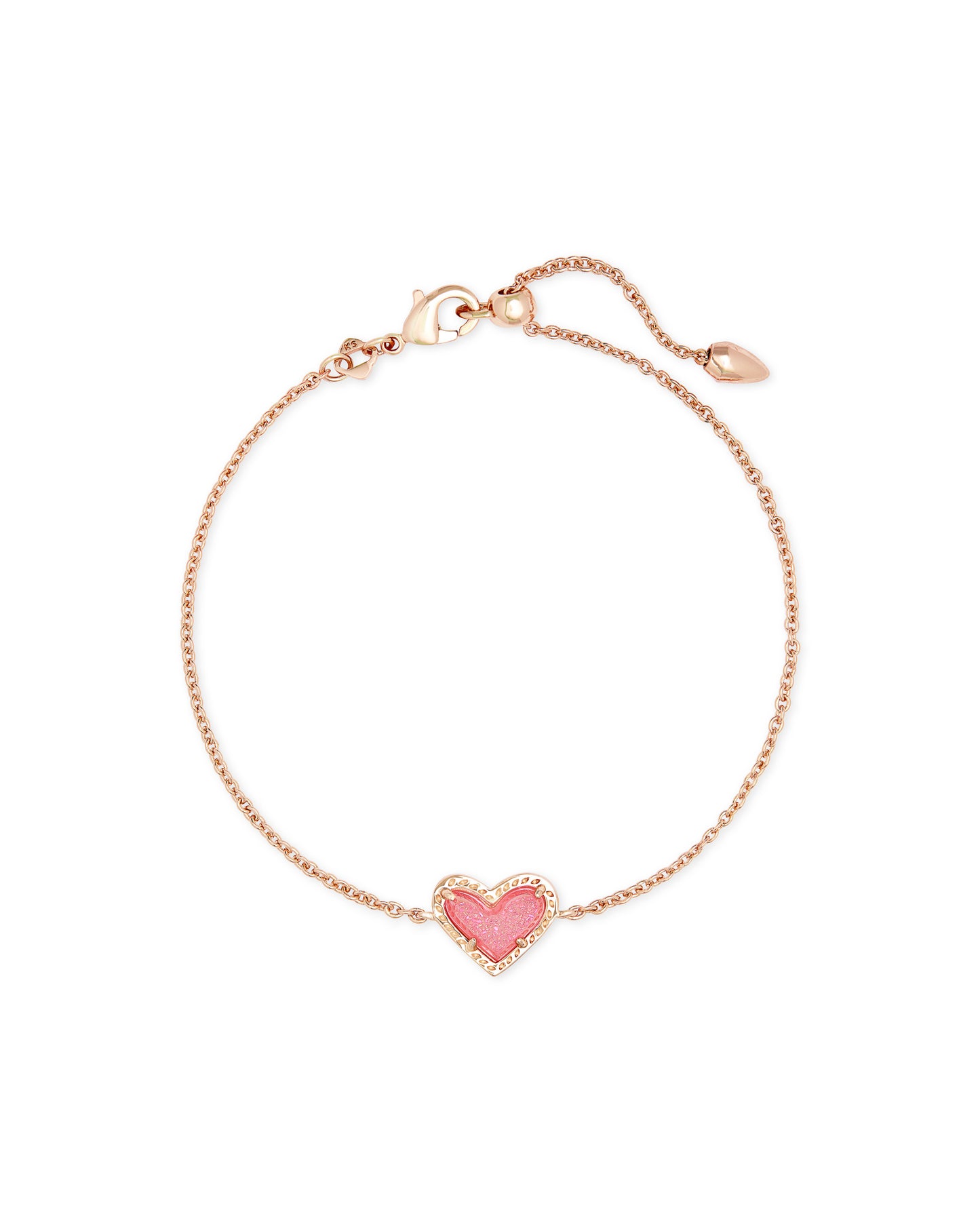 Ari Heart Rose Gold Chain Bracelet In Pink Drusy