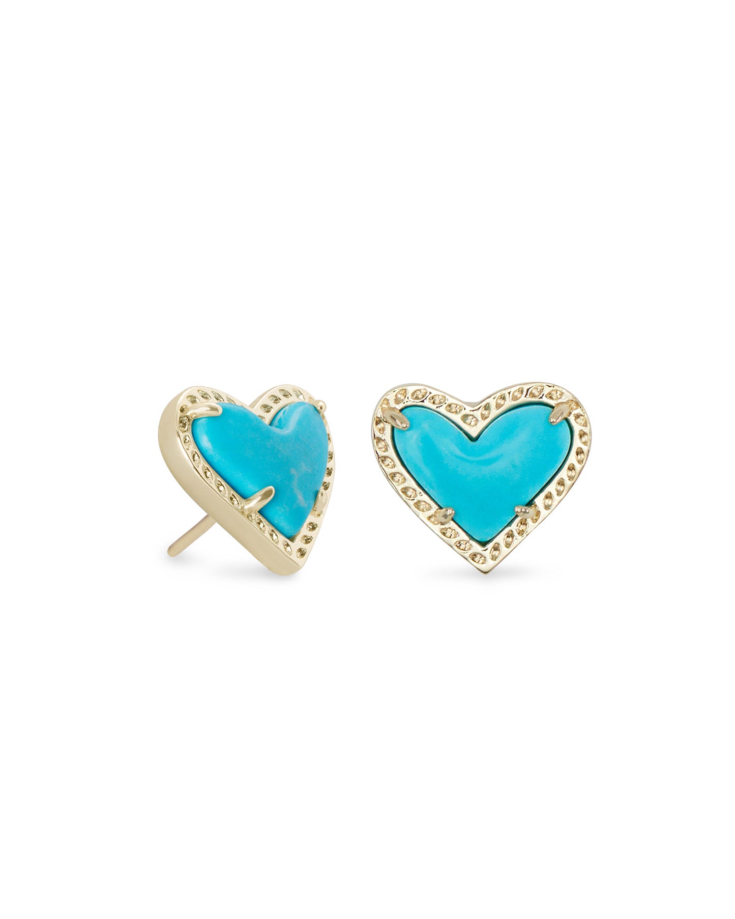 Ari Heart Stud Turq Gold