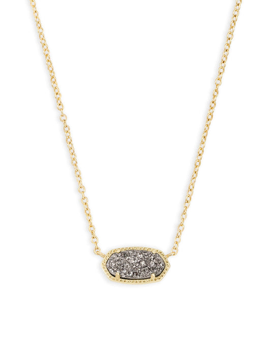 Elisa Gold Pendant Necklace In Platinum Drusy