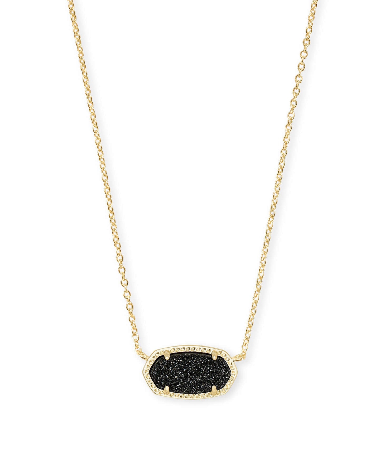 Elisa Gold Pendant Necklace In Black Drusy