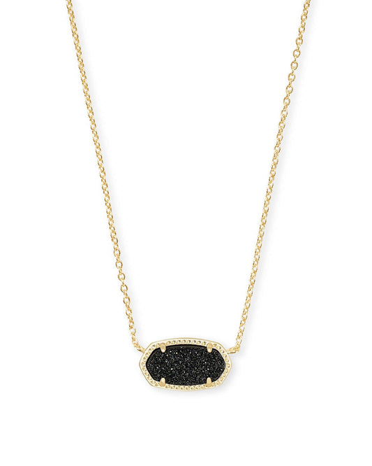 Elisa Gold Pendant Necklace In Black Drusy