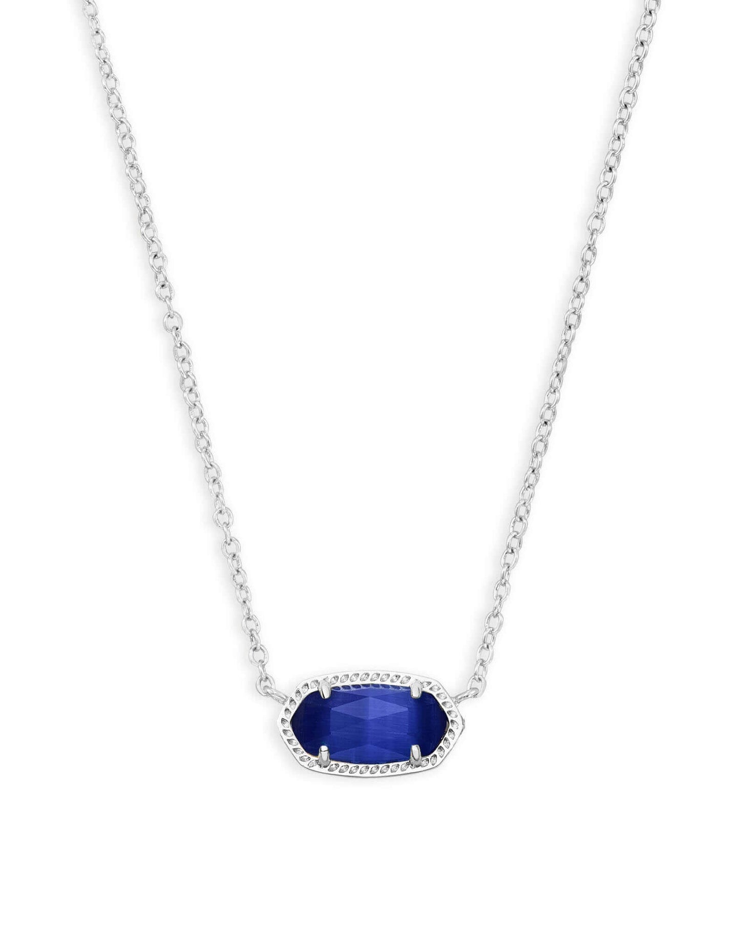 Elisa Silver Pendant Necklace In Cobalt Cats Eye