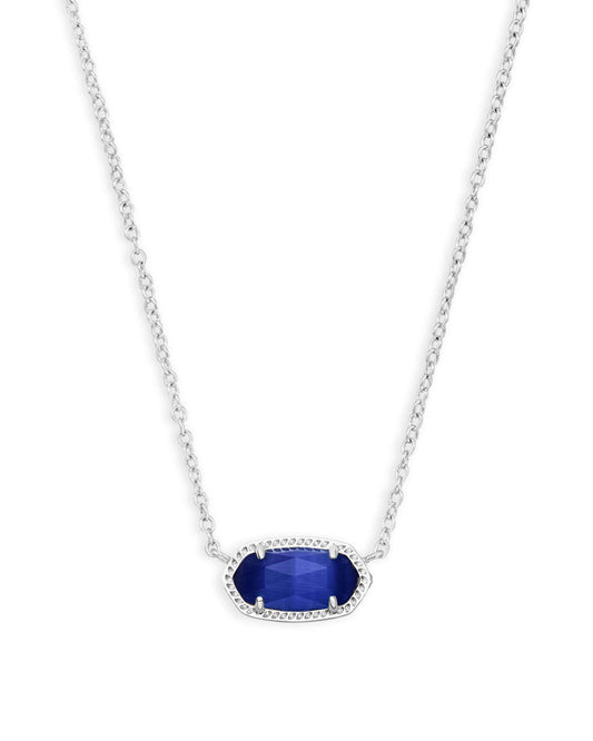 Elisa Silver Pendant Necklace In Cobalt Cats Eye
