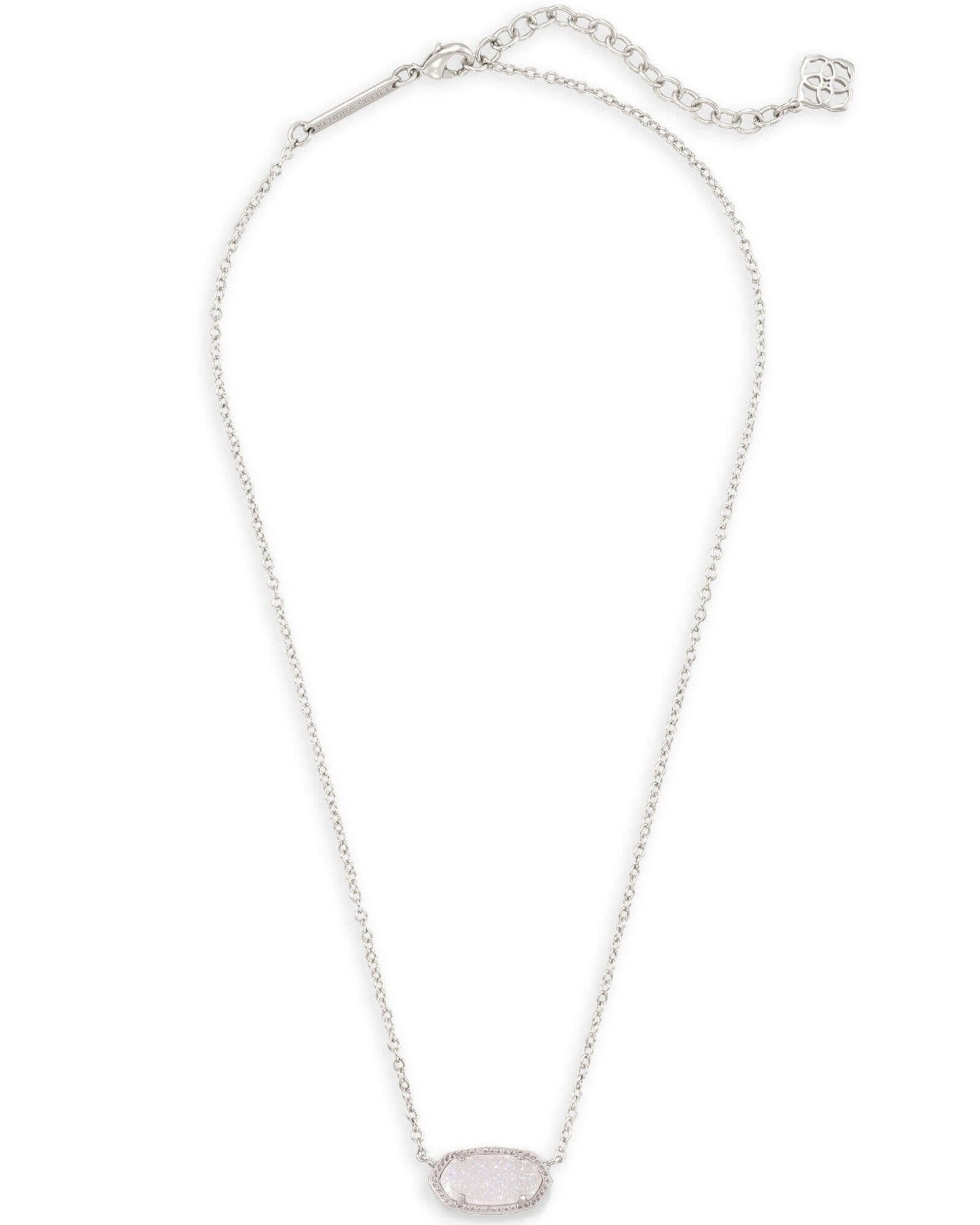 Elisa Silver Pendant Necklace In Iridescent Drusy