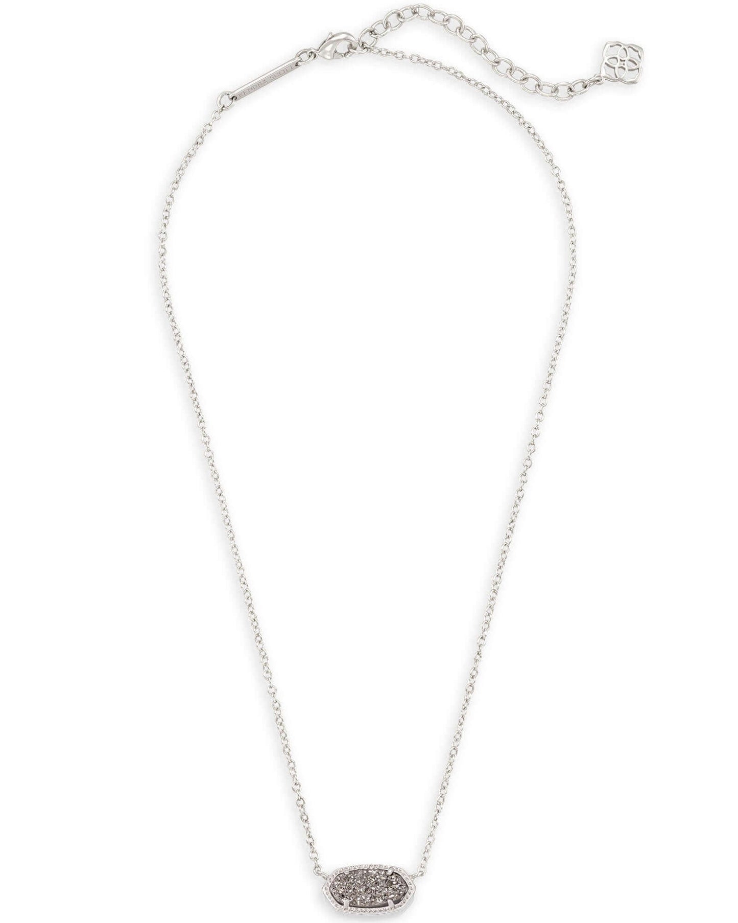 Elisa Silver Pendant Necklace In Platinum Drusy