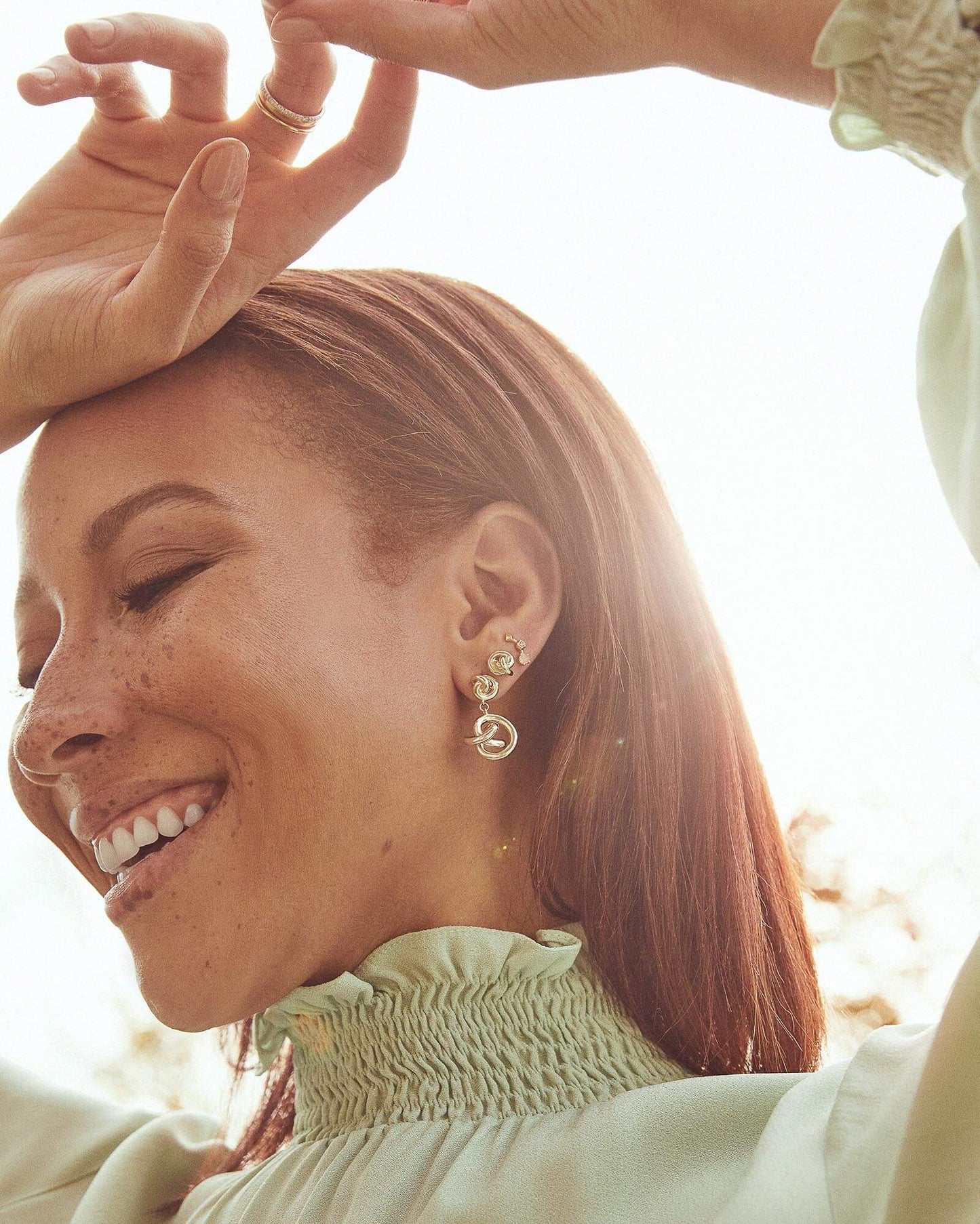 Presleigh Love Knot Drop Earrings In Rose Gold