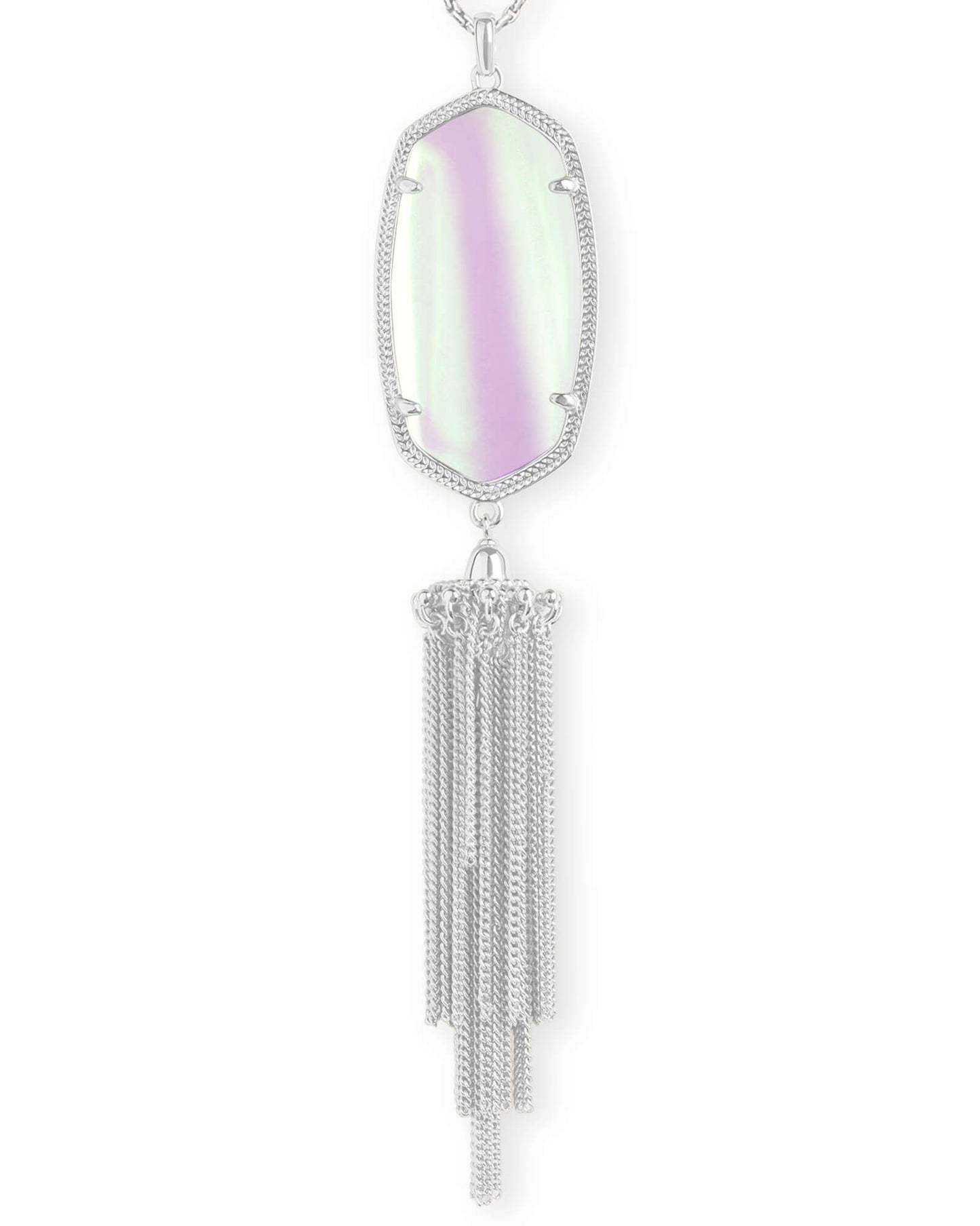 Rayne Silver Long Pendant Necklace In Dichroic Glass