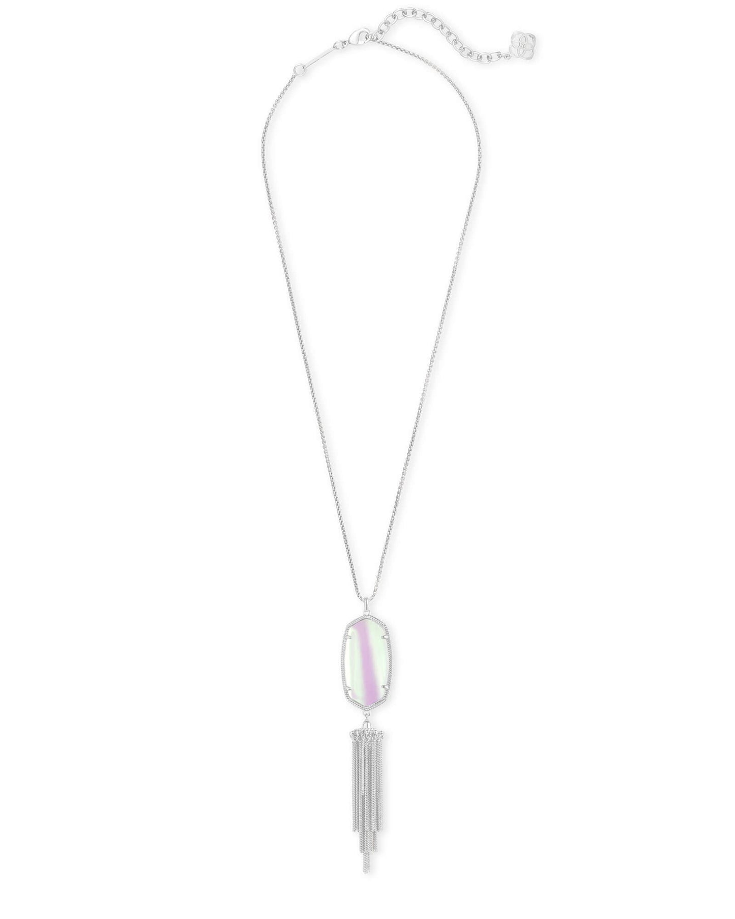 Rayne Silver Long Pendant Necklace In Dichroic Glass
