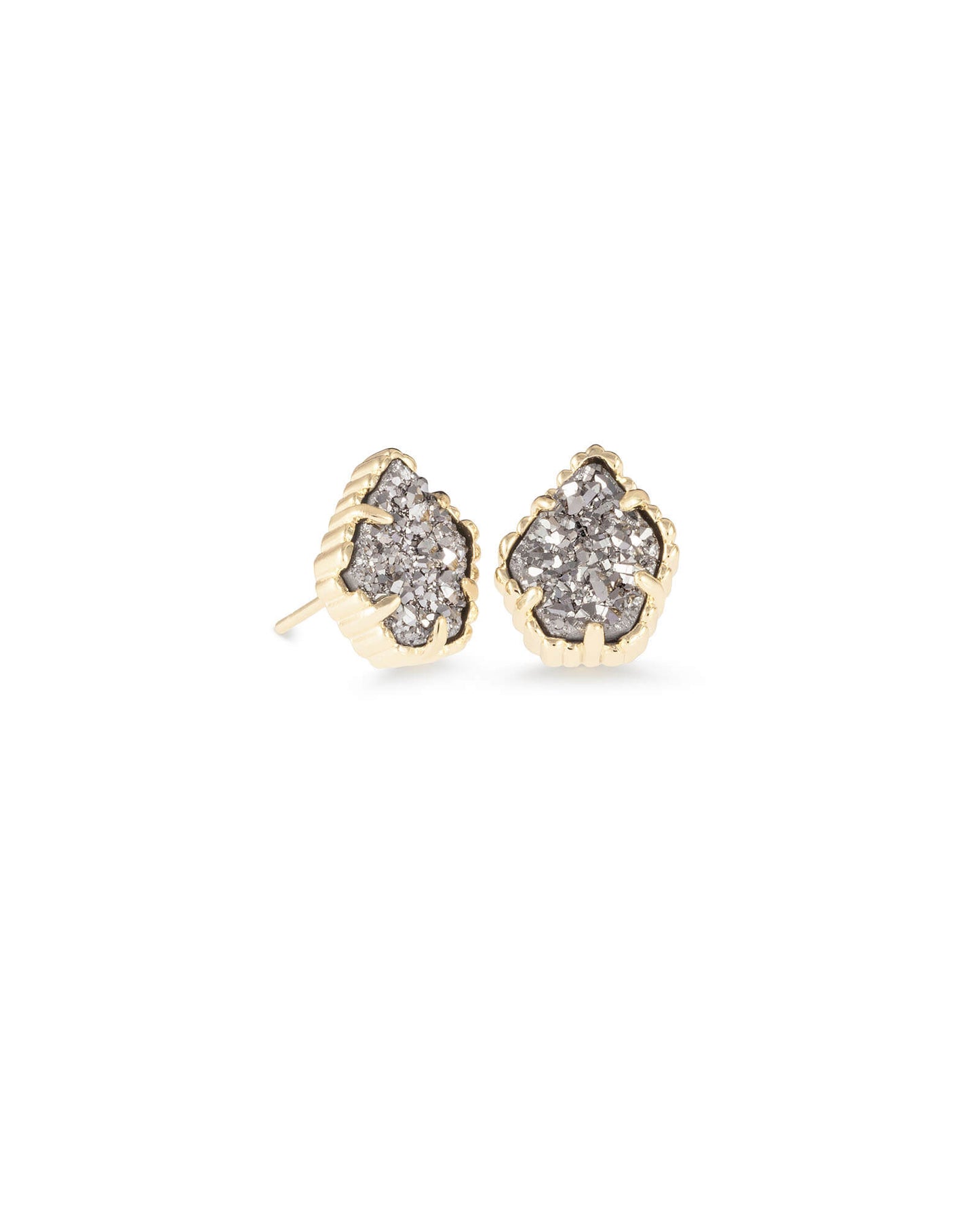 Tessa Gold Stud Earrings In Platinum Drusy