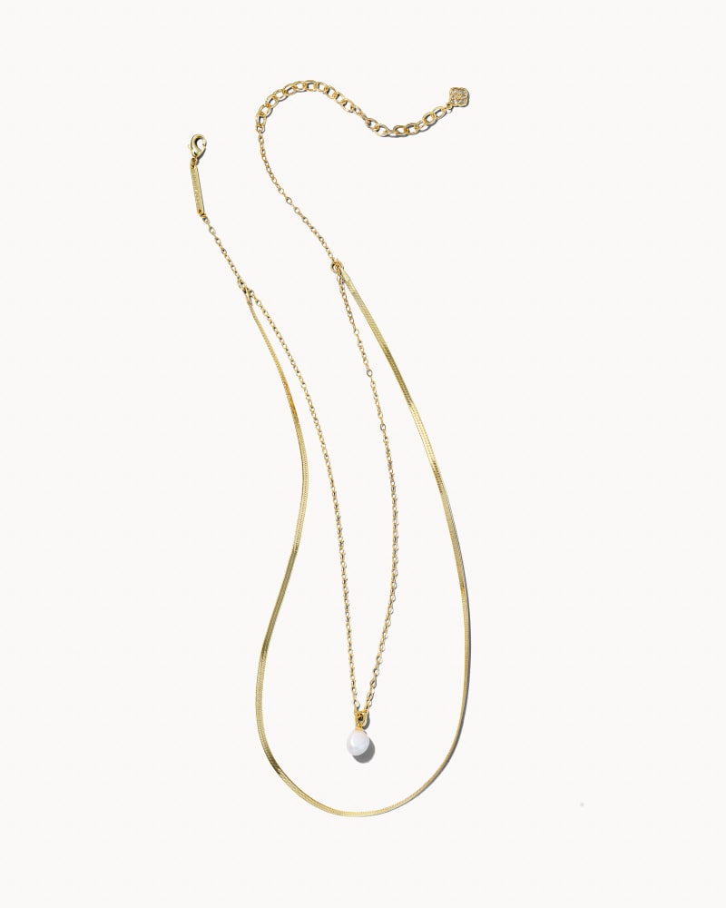 Lindsay Multi Strand Necklace Gold White Pearl - She Chester