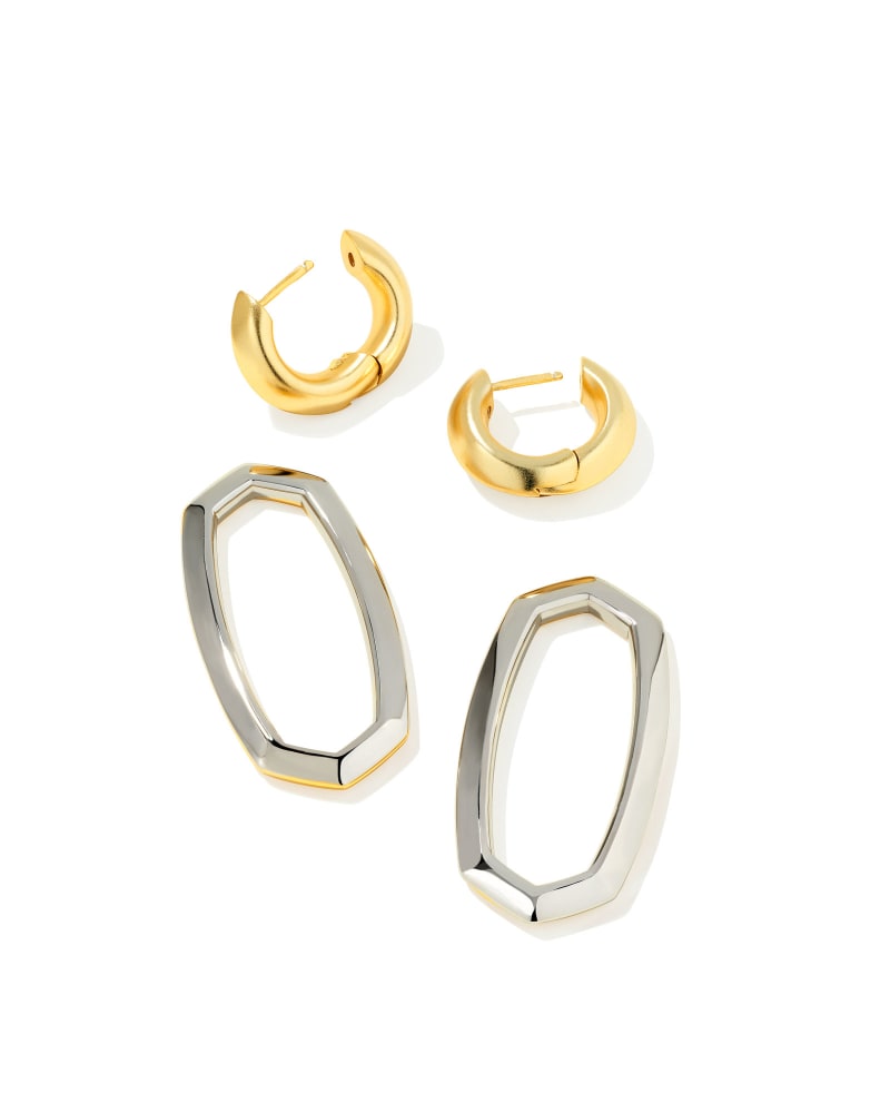 DANIELLE LINK EARRINGS GOLD/RHODIUM MIXED METAL