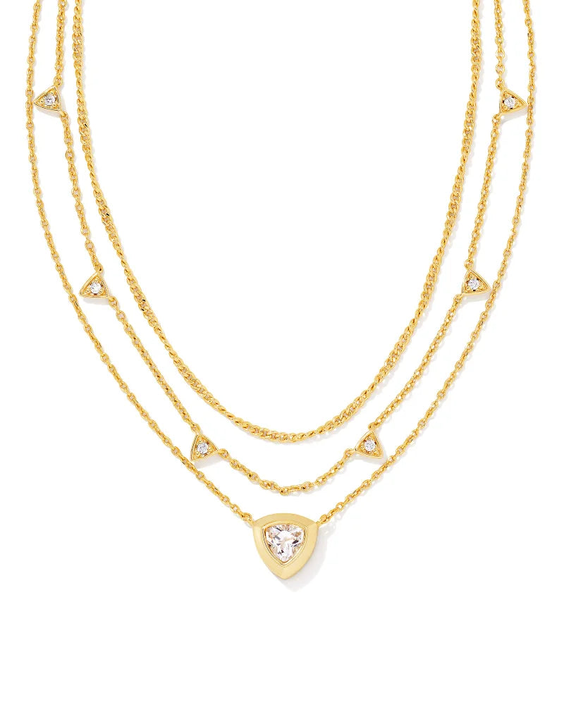 Arden Multi Strand Necklace Gold White Crystal