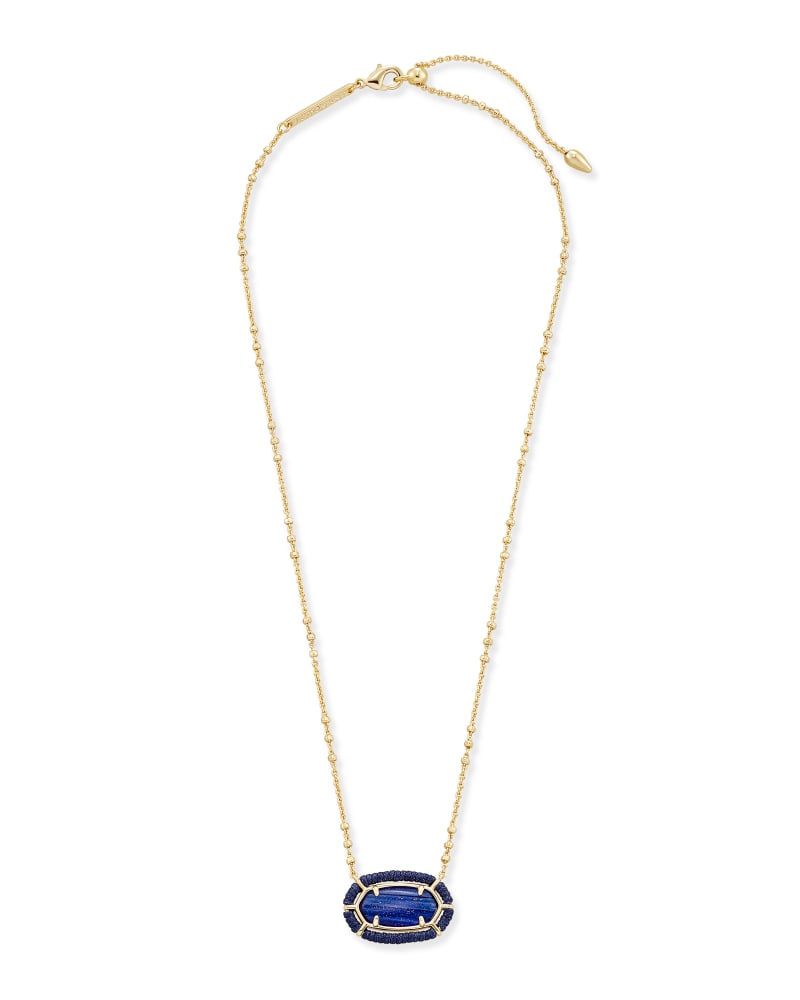 Threaded Elisa Necklace Rhodium Navy Dusted Glass