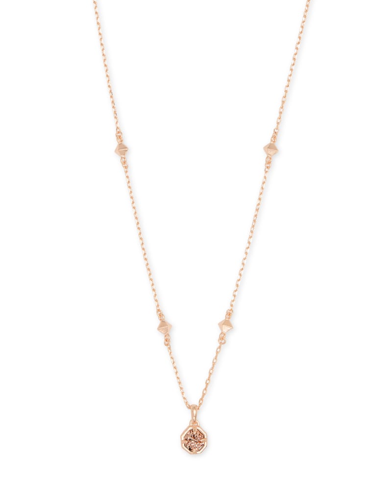 NOLA SHORT PENDANT NECKLACE ROSE GOLD ROSE GOLD DRUSY - She Chester