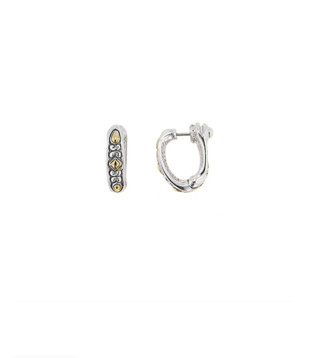 Oval Link Collection Two Tone Snuggy Earrings G2972 - A000 - She Chester