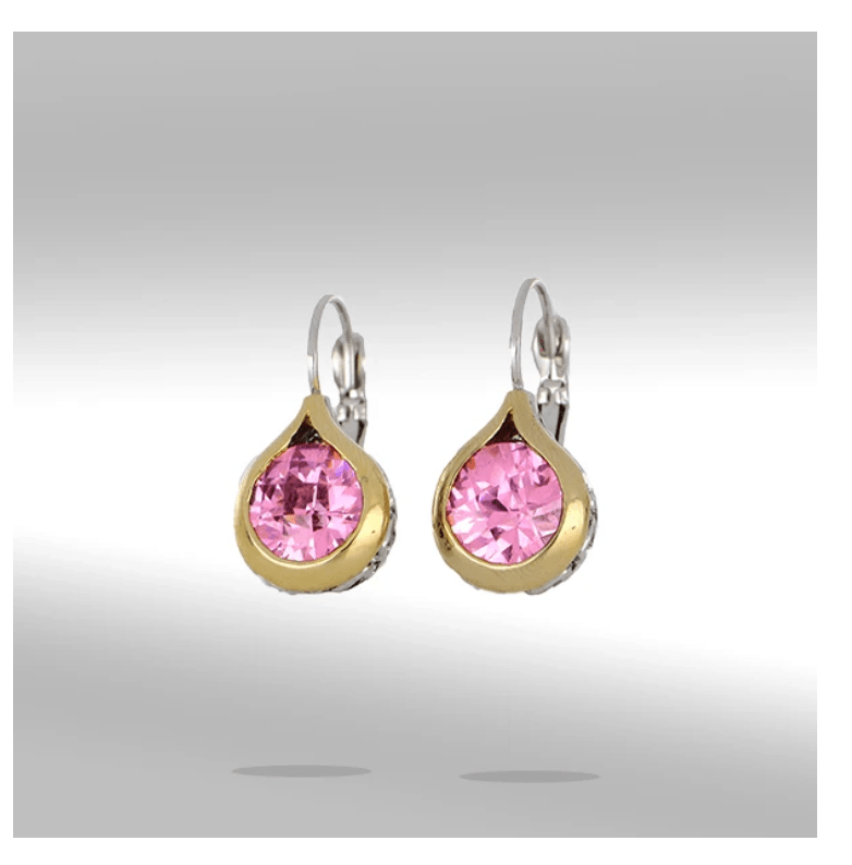 Pink Oval Link Collection French Wire EarringsF3447 - AH00 - She Chester