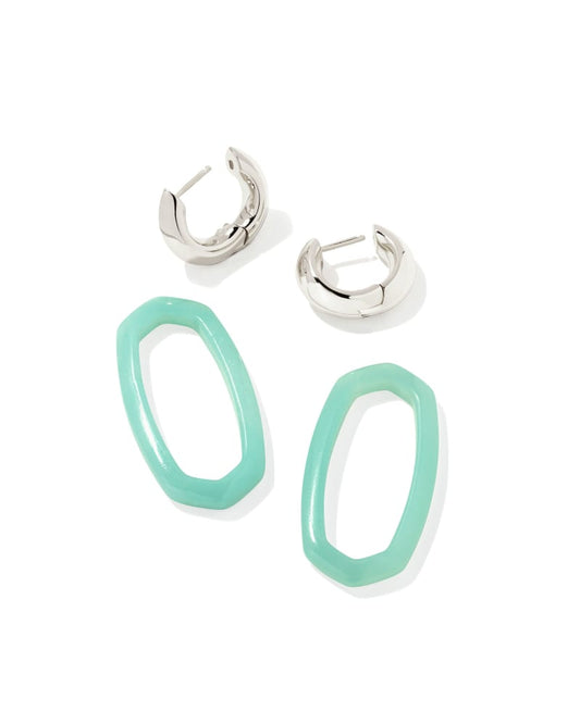 DANIELLE LINK EARRINGS RHODIUM TEAL AMAZONITE