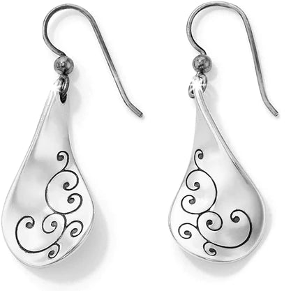 Silver Twirl French Wire Earrings