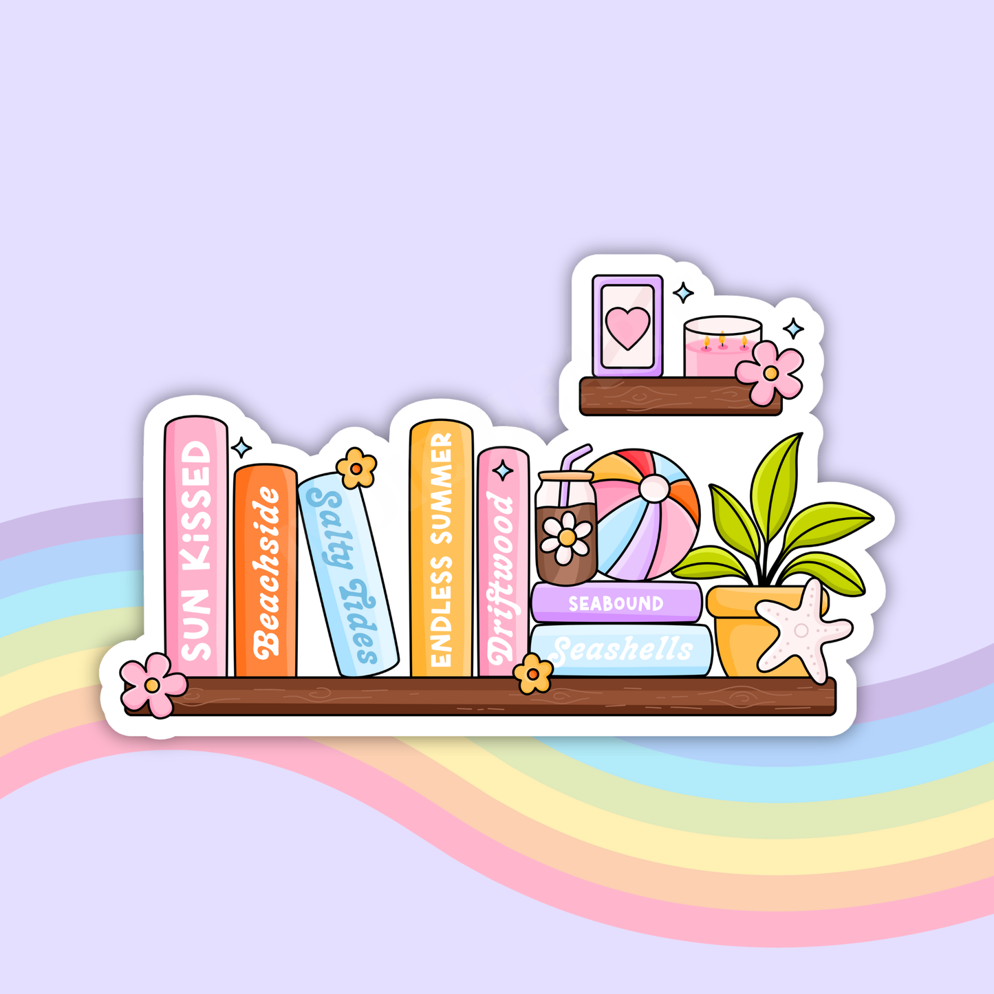 Summer Book Shelf Vinyl Sticker – Summer Book Lover : 2.5"