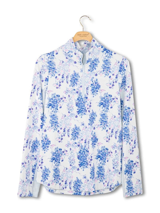 Blue Floral SS UPF Pullover