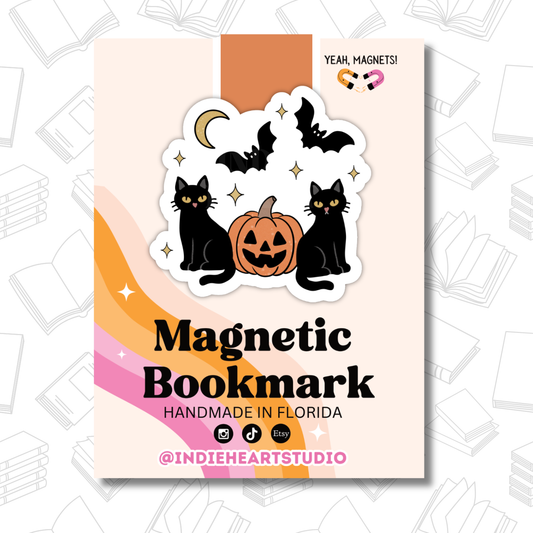 Magnetic Bookmark – Vintage Black Cats Halloween