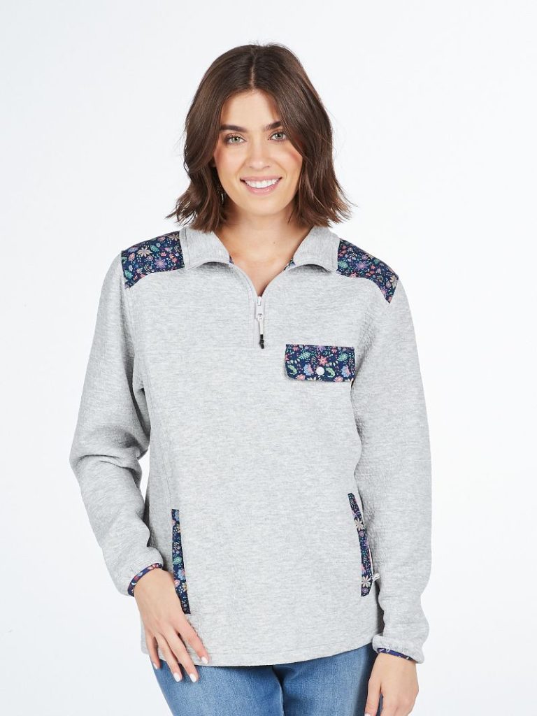 SS Aria Floral Quarter Zip