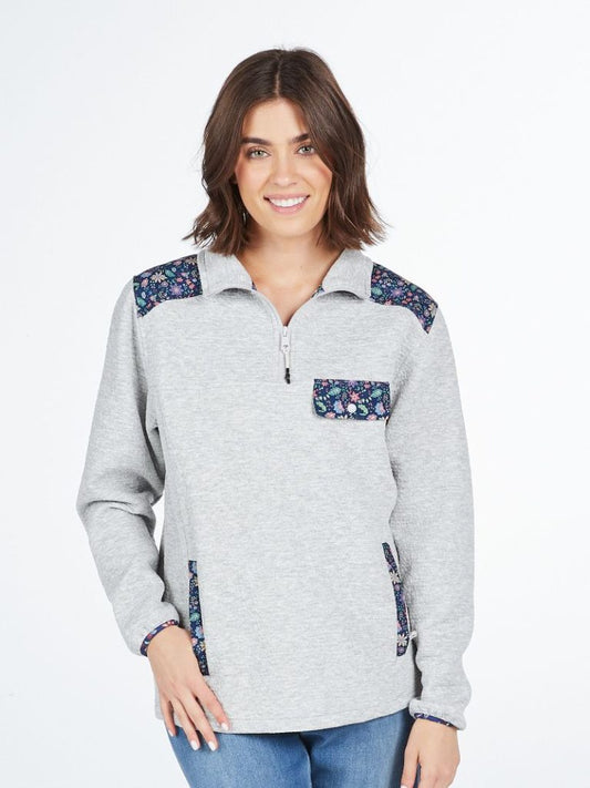 SS Aria Floral Quarter Zip