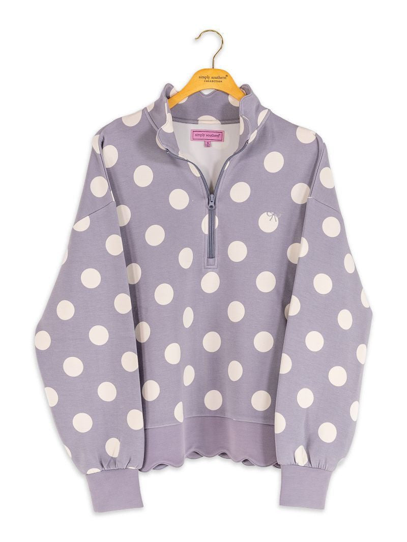 Grey & White Polka Dot Scallop Pull -