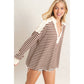 Striped Henley Sweatshirt: Chesnut