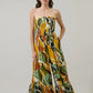 Renia Tropical Eve Strapless Smocked Jumpsuit