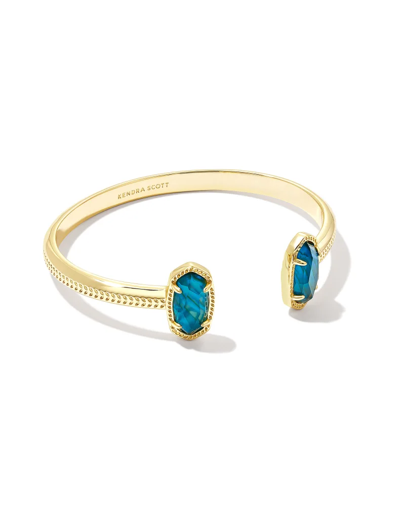 Elton Cuff Gold Teal Abalone