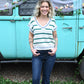 SS Green Stripe Sweater Top