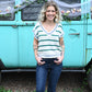 SS Green Stripe Sweater Top