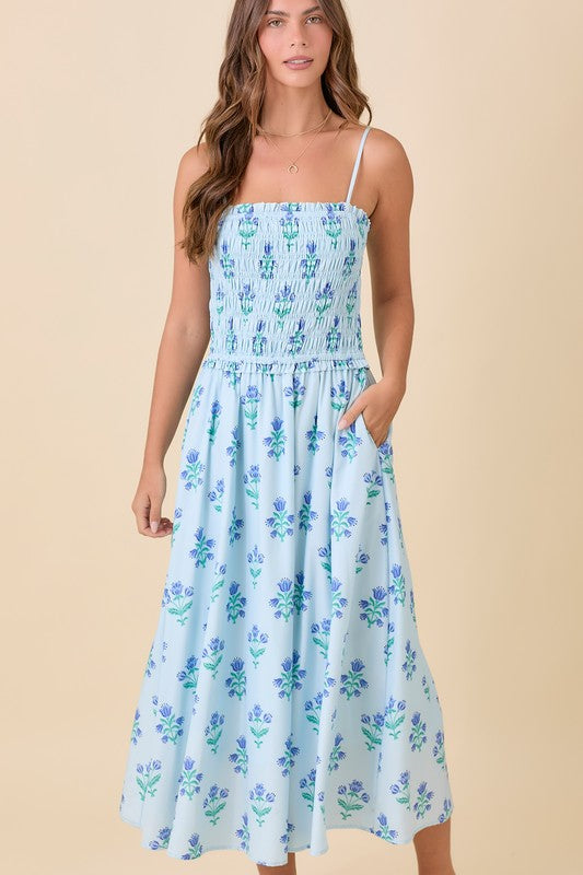 Blaire Blue Flower Midi Dress