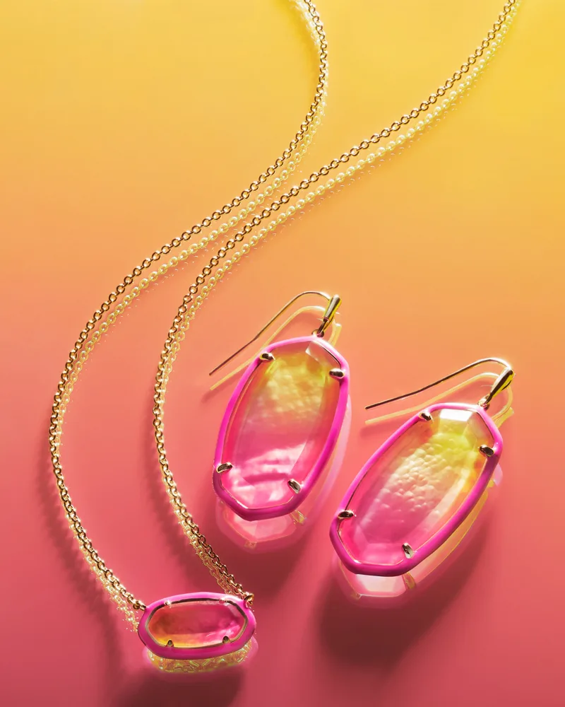 Elle Enamel Framed Drop Gold Sunset Ombre